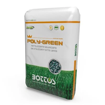 Bottos - POLY-GREEN - Concime Fertilizzante per Prato 18-8-12+20s03 - 25kg