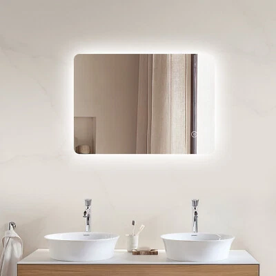 LED Mirror Wall Mounted Illuminated Bathroom Touch Energy Saving 800x500mm - image 1 of 4