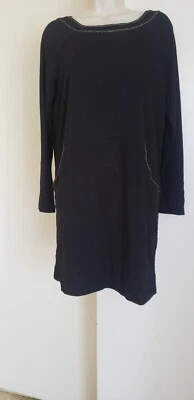 NUEVO CON ETIQUETAS $98 MAX STUDIO MANGA LARGA CANGURO BOLSILLO NEGRO CAMISETA VESTIDO VAINA TALLA M Foto 1 de 4