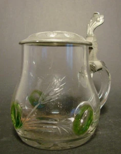 Jugendstil - Bierkrug mit aufgelegten Glastropfen, um 1910.  - Bild 1 von 6