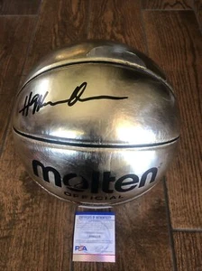 Hakeem Olajuwon Rockets Signed Molten Gold Official Size Basketball PSA Coa - Picture 1 of 8