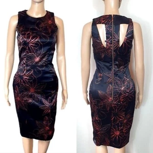 Vestido Lápiz Floral CUE Satinado Talla 8 Negro, Rojo Corte Formal Cóctel PVP $295 - Imagen 1 de 8