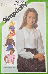 80s SIMPLICITY 5209 SIZE 10 GIRLS BLOUSE UC/FF - Picture 1 of 4