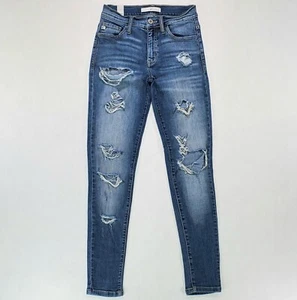 KanCan Jeans Women's Skinny Ankle Stretch Mid Rise Distressed Blue Denim Size 24 - Picture 1 of 10