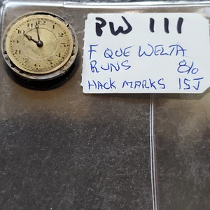 F que WELTA 8/o S 15J POCKET WATCH MOVEMENT PW111 - Picture 1 of 2
