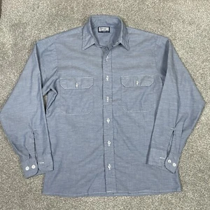 Fieldmaster camicia vintage uomo M ? Manica lunga blu made in USA con bottoni - Foto 1 di 10