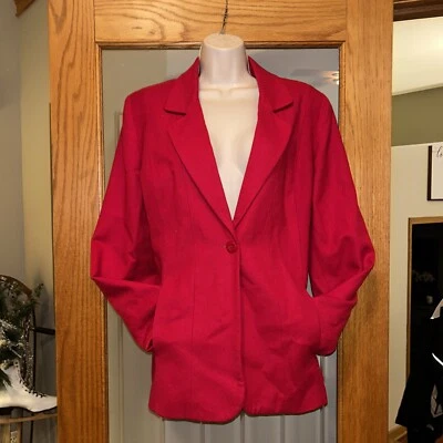 Vintage Harris Wallace New York Red Blazer Jacket 100% Wool Made in USA Size 6 - Image 1 of 4