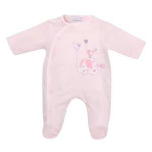 BABY GIRL PINK SLEEPSUIT COTTON ROMPERS ELEPHANT DESIGN NEWBORN GIRLS GIFT - Picture 1 of 2