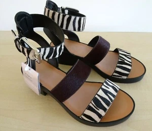 ZARA ANIMAL PRINT FURSKIN MID-HEEL SANDALS SIZE UK 3 EU 36 US 6 - Picture 1 of 11