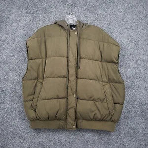 Zara Vest Mens XS Extra Small Green Full Zip Hooded Sleeveless Puffer Outdoor - Picture 1 of 17