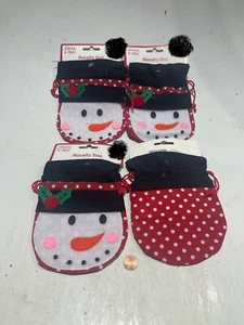 Novelty Gift Bag 7x5 Drawstring Snowman For Gift Card - Picture 1 of 1
