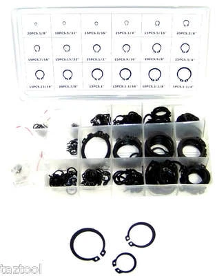 AJ ATE 300 pc Snap Ring Assortment Retaining Snap Hook Ring C Clips External Circlip