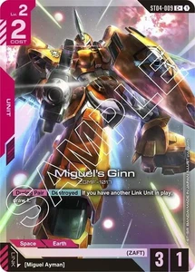 Lámina de arte alternativa Miguel's Ginn - ST04-009 C+ CASI NUEVA - Juego de cartas Gundam TCG - Imagen 1 de 1