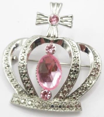 Broche broche corona acrílico rosa contemporáneo moderno Foto 1 de 2