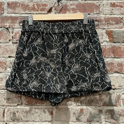 Alexis Black Floral Velvet Pull On Shorts Size XS - Image 1 of 4