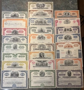 Gemischtes Vintage Lot 25 verschiedene Aktienzertifikate - verschiedene Branchen S102 - Bild 1 von 4