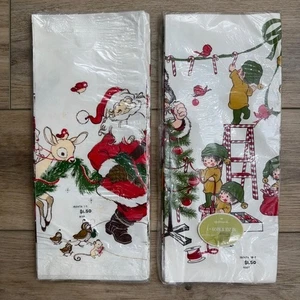 Vintage Hallmark Christmas Tablecloth 60x102 Border Design Santa Reindeer Elves - Picture 1 of 5
