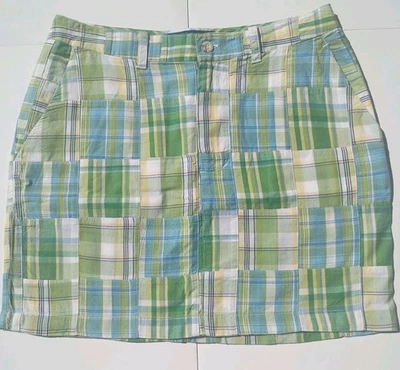 Saia xadrez Cape Madras Cape Elizabeth Maine patchwork 100% algodão feminina tamanho 6 - Imagem 1 de 4