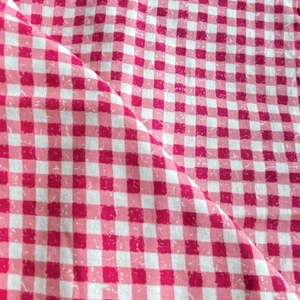 BTY Printed Soft Pink White Check Fabric Quilting Cotton - Picture 1 of 5