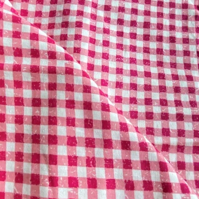 BTY Printed Soft Pink White Check Fabric Quilting Cotton - Image 1 of 4