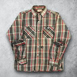 Vintage 60s Powr House Plaid Cotton Distressed Flannel Shirt Sanforized XL - Picture 1 of 12