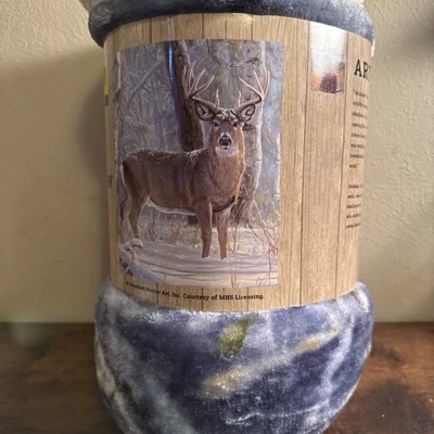 Novo Cobertor de Pelúcia Macia Veado na Neve Rachelle Sherpa 50 polegadas X 60 polegadas - Imagem 1 de 4