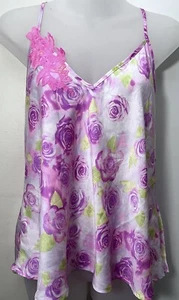 Betsey Johnson Womens M Purple Roses Lingerie Racerback Adjustable Strap - Picture 1 of 7
