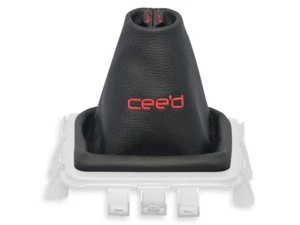 PARA KIA CEE'D FL 2009-2012 FUNDA PALANCA DE CAMBIOS CUERO NEGRO BORDADO ROJO - Imagen 1 de 4