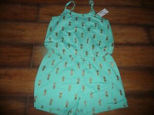 NEW NWT Childrens Place girls size 4 teal gold pineapple romper short outfit