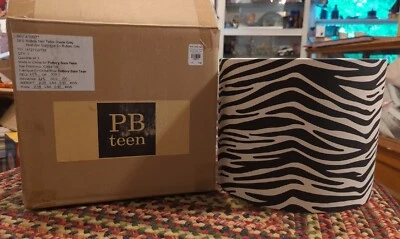 Pottery Barn Teen Dark Gray White Striped Zebra Striped Cylinder Lamp Shade ONLY - Image 1 of 4