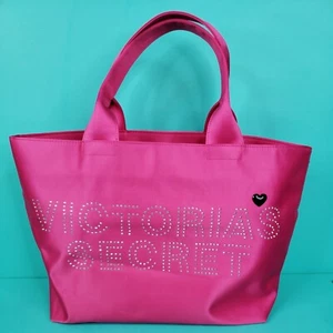 Victoria’s Secret Hot Pink Rhinestone Bling Logo Weekender Purse Travel Tote Bag - Picture 1 of 12