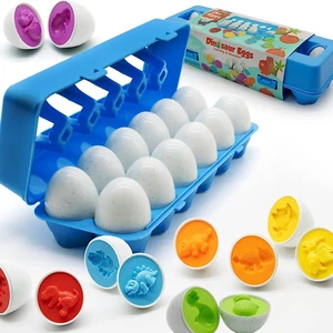 MOONTOY Dinosaur Matching Eggs for Toddlers – Easter Eggs Toy – 12PCS Educationa - Picture 1 of 15