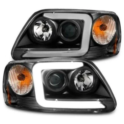 97-03 Ford F-150 97-02 Expedition LED DRL Black 1pc Projector Headlight Corner - Image 1 of 3