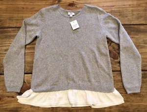 NWT Crown & Ivy Kids Girls Gray W/ Gold Dots Sweater W/Ruffle Accent Size XL - Picture 1 of 8