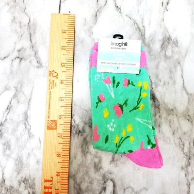 Calcetines de Pascua Un Par de Imagin8 Talla Adulto Nuevo Diseño Floral Verde Foto 1 de 2
