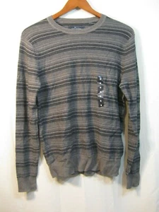 NWT Marc Anthony Brown and Black Stripe Men's Crew Neck Slim Fit Sweater - Picture 1 of 5
