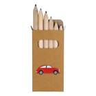 6 x 'Red Car' Short 85mm Pencils / Coloured Pencil Set (PE00023321)