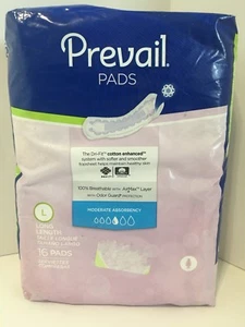 16Ct Bladder Pad Prevail 11"Lgth Moderate Absorb Female Dispose 3 Packs 3-LOT - Picture 1 of 3