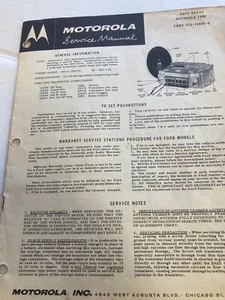 Radio Ford Motorola 1957, modelo 78MF, 12 VOLTIOS MANUAL DE SERVICIO AUTOMÁTICO - Imagen 1 de 2