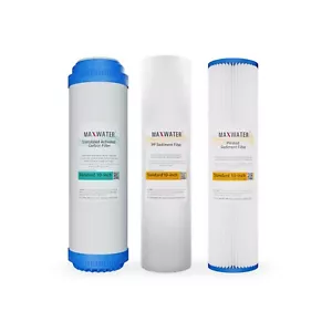 Max Water Whole House Water Filter Replacement Set Pleated + Sediment + GAC - Picture 1 of 9