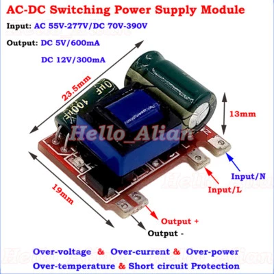 AC-DC Converter AC110V 220V 230V to 5V 12V Isolated Switching Power Supply Board - Image 1 of 4