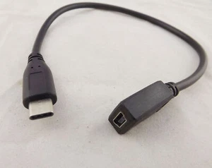 USB 3.1 Type C Male Plug to Mini USB 2.0 Female Charger Data Sync Adapter Cable - Picture 1 of 6