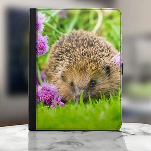 Hedgehog Cover For iPad 10/9/12.9 Pro/Mini Purple Flower PU Leather Case - Picture 1 of 34