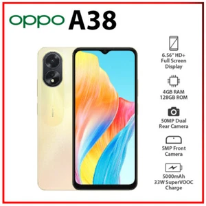 (Unlocked) OPPO A38 4G 4GB+128GB GLOBAL Ver. GOLD Dual SIM Android Cell Phone - Picture 1 of 6