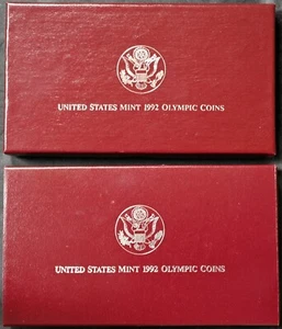 1992-S U.S. Olympic Coins Two-Coin Proof AND Uncirculated Set - FREE S/H - Picture 1 of 11