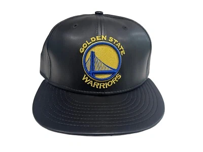 NBA Golden State Warriors New Era Hat Mens Fitted SZ: 7 1/4 59Fifty Faux Leather - Image 1 of 4