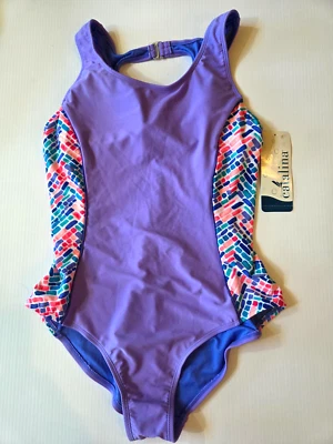 Traje de baño Catalina de una pieza grande color púrpura bloque espalda deportiva acolchado forrado Foto 1 de 4