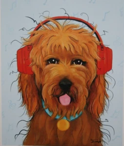 Karrie Evenson Golden Doodle Print Whimsical Art Numbered and Signed 50/250 - Picture 1 of 3