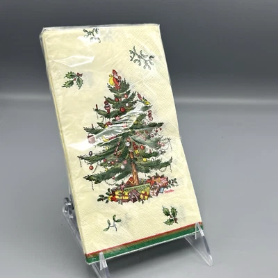 Vtg Sealed New 16 ct Spode Christmas Tree 3 ply Paper Guest Dinner Napkins NOS - Image 1 of 4