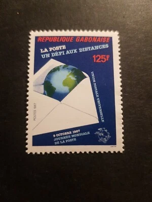 Sello Gabón Día Mundial del Correo Nº 624 Nuevo ** Lujo Mnh 1987 Foto 1 de 2